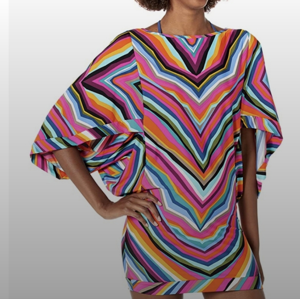 Trina Turk Louvre Striped Swim Coverup Size L NWOT
